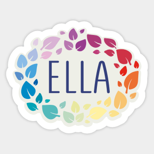 Ella name with colorful leaves Sticker